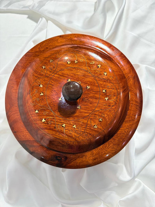 Handcrafted Wooden hotpot with Decorative Lid