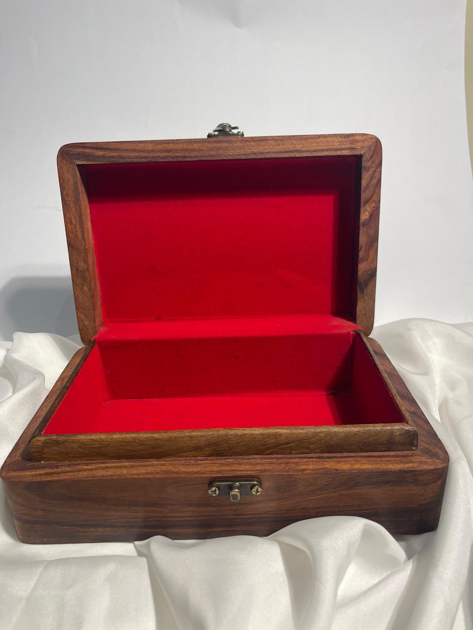 "Handcrafted Wooden Box with Grape Vine Carving"